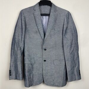 Banana Republic Blazer Mens 38R Gray Cotton Linen Blend Two Button Jacket